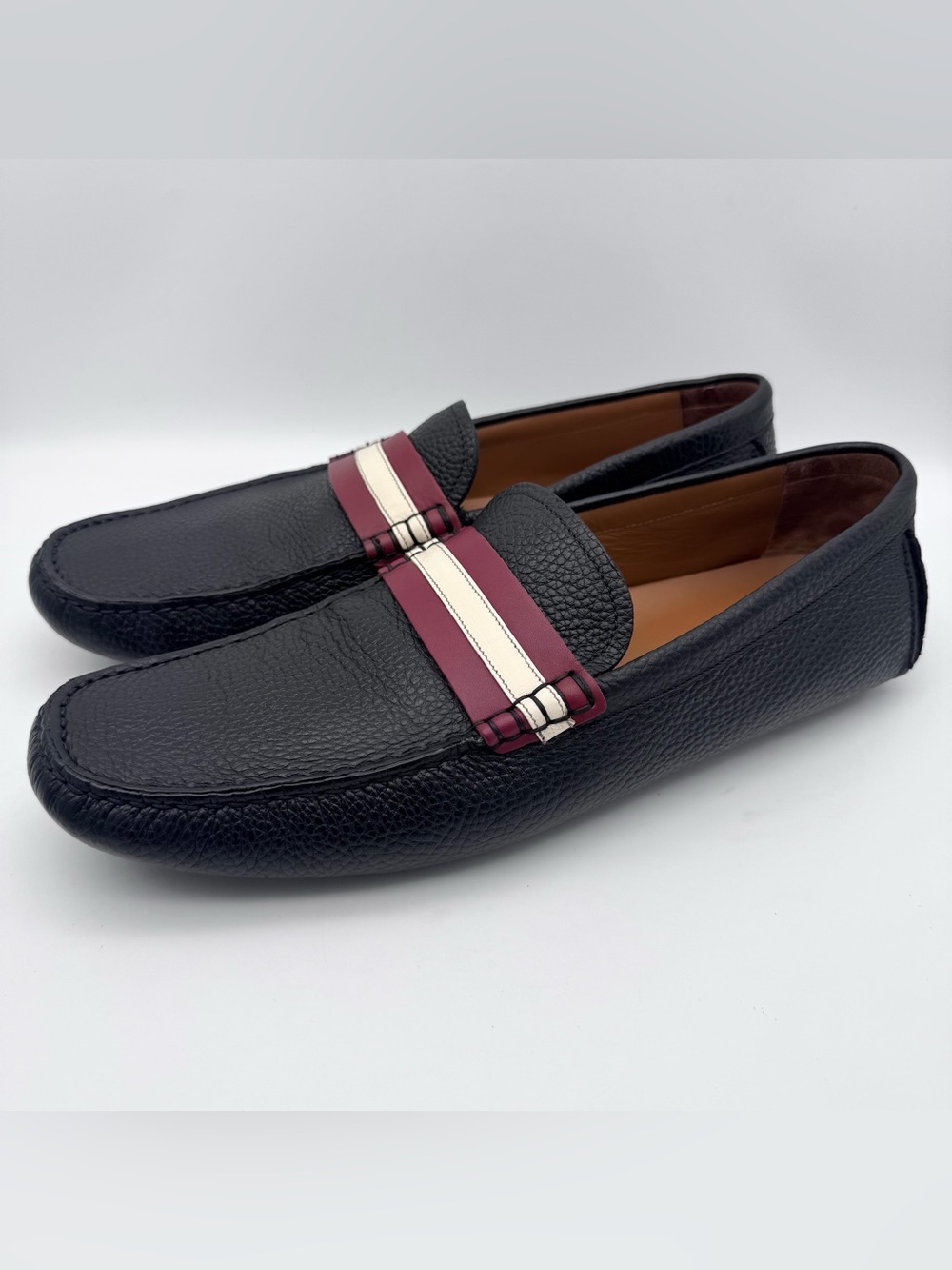 Bally Walker Black Grained Calf Leather Driving Loafers Men's Size 13 D